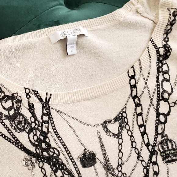 Vintage dELiA*s Vintage Trompe-l'oeil Jewelry Sweater - Picture 4 of 4